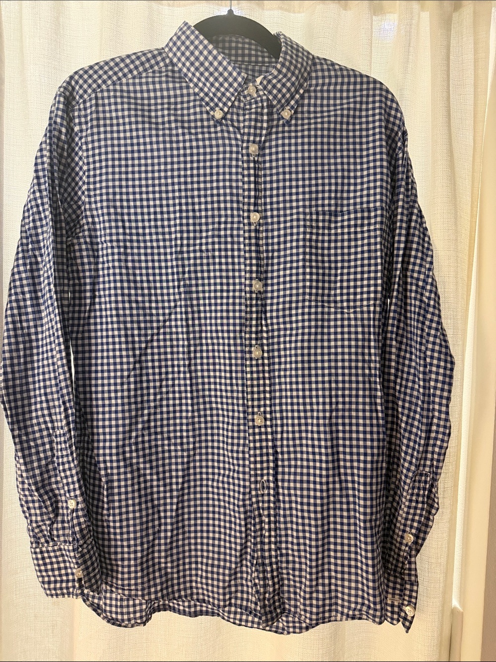 Men's Graham E Fowler Blue and White Gingham Button-Down Shirt